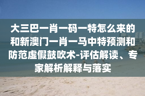 大三巴一肖一碼一特怎么來的和新澳門一肖一馬中特預(yù)測和防范虛假鼓吹術(shù)-評估解讀、專家解析解釋與落實(shí)