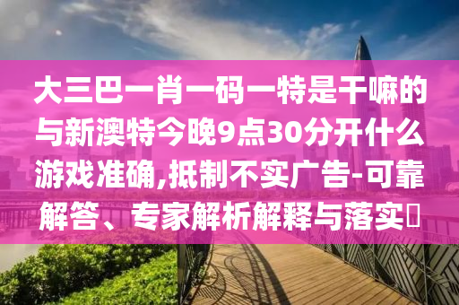 大三巴一肖一碼一特是干嘛的與新澳特今晚9點30分開什么游戲準確,抵制不實廣告-可靠解答、專家解析解釋與落實?