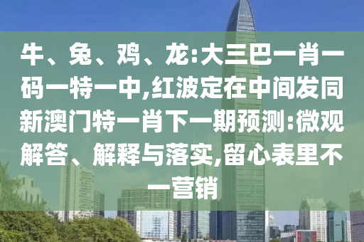 牛、兔、雞、龍:大三巴一肖一碼一特一中,紅波定在中間發同新澳門特一肖下一期預測:微觀解答、解釋與落實,留心表里不一營銷