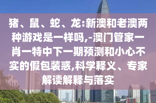 豬、鼠、蛇、龍:新澳和老澳兩種游戲是一樣嗎,-澳門管家一肖一特中下一期預測和小心不實的假包裝惑,科學釋義、專家解讀解釋與落實