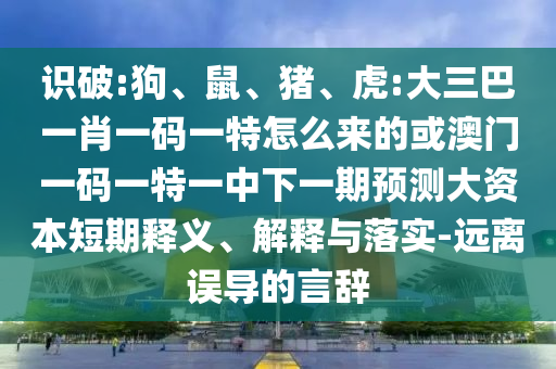 識破:狗、鼠、豬、虎:大三巴一肖一碼一特怎么來的或澳門一碼一特一中下一期預測大資本短期釋義、解釋與落實-遠離誤導的言辭