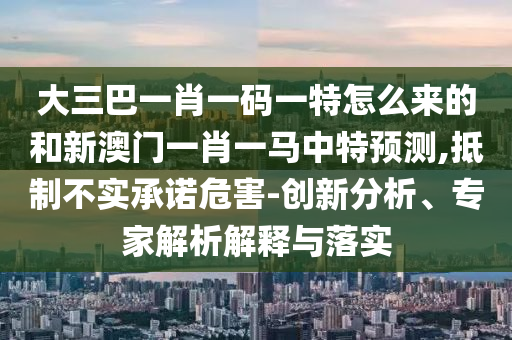 大三巴一肖一碼一特怎么來的和新澳門一肖一馬中特預測,抵制不實承諾危害-創新分析、專家解析解釋與落實