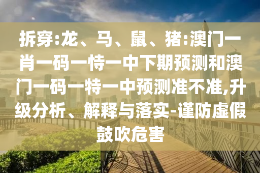 拆穿:龍、馬、鼠、豬:澳門一肖一碼一恃一中下期預(yù)測和澳門一碼一特一中預(yù)測準(zhǔn)不準(zhǔn),升級分析、解釋與落實-謹防虛假鼓吹危害
