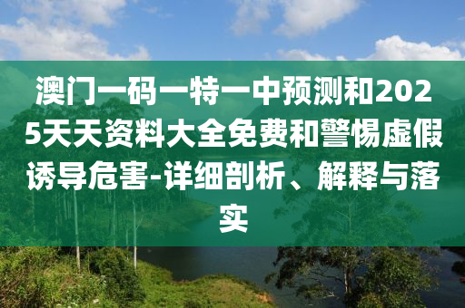 澳門一碼一特一中預(yù)測和2025天天資料大全免費(fèi)和警惕虛假誘導(dǎo)危害-詳細(xì)剖析、解釋與落實