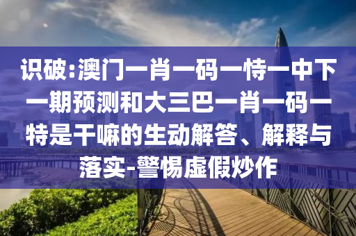 識破:澳門一肖一碼一恃一中下一期預測和大三巴一肖一碼一特是干嘛的生動解答、解釋與落實-警惕虛假炒作