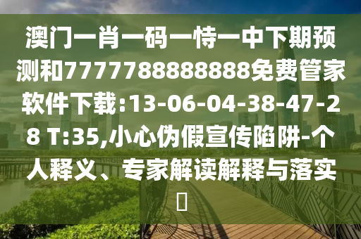 澳門一肖一碼一恃一中下期預測和7777788888888免費管家軟件下載:13-06-04-38-47-28 T:35,小心偽假宣傳陷阱-個人釋義、專家解讀解釋與落實?